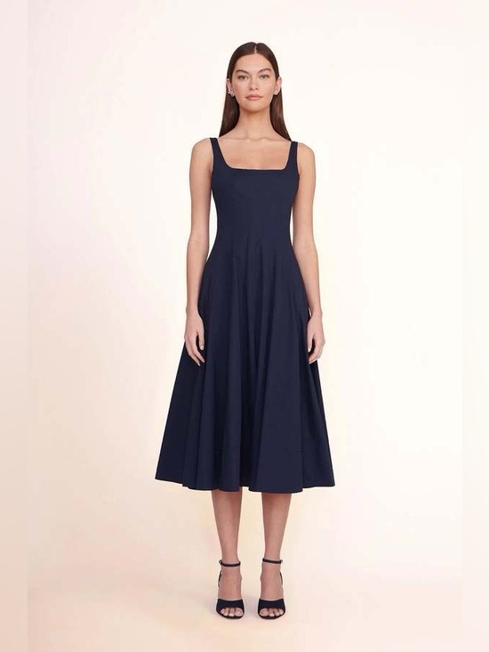 STAUD Dresses & Skirts - new Staud Wells paneled cotton poplin midi dress in navy blue